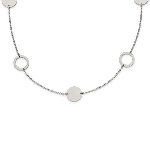 Sterling Circle Long Necklace Q0080079