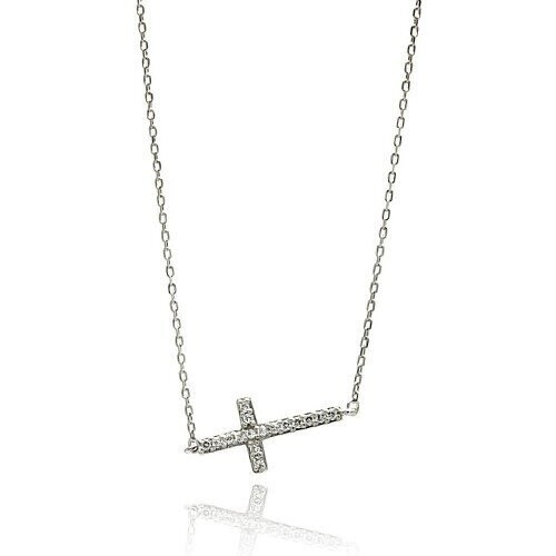 Sterling East to West Cross Necklace SIL625555