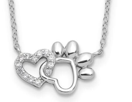 Sterling Paw Print Necklace Q006355484