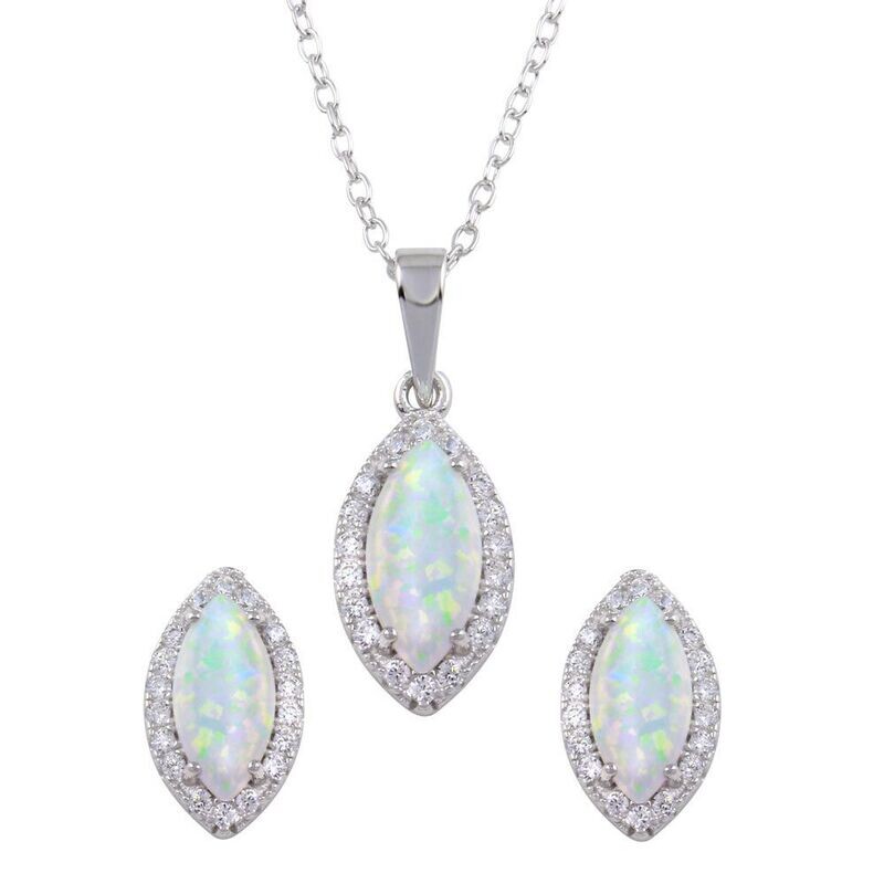 Sterling Opal Pendant & Earring Set SIL230831