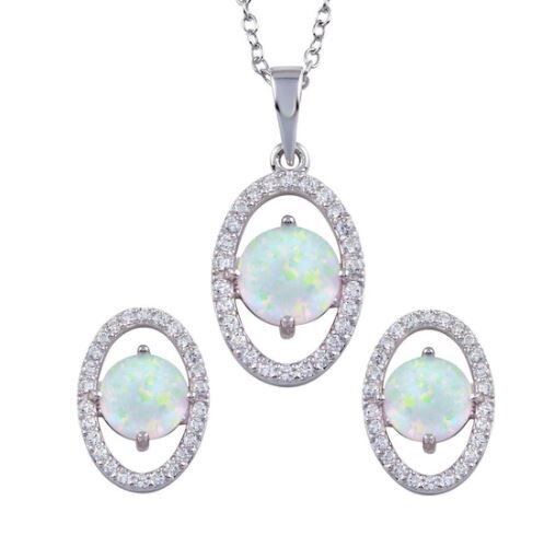 Sterling Opal Pendant & Earring Set SIL6355848