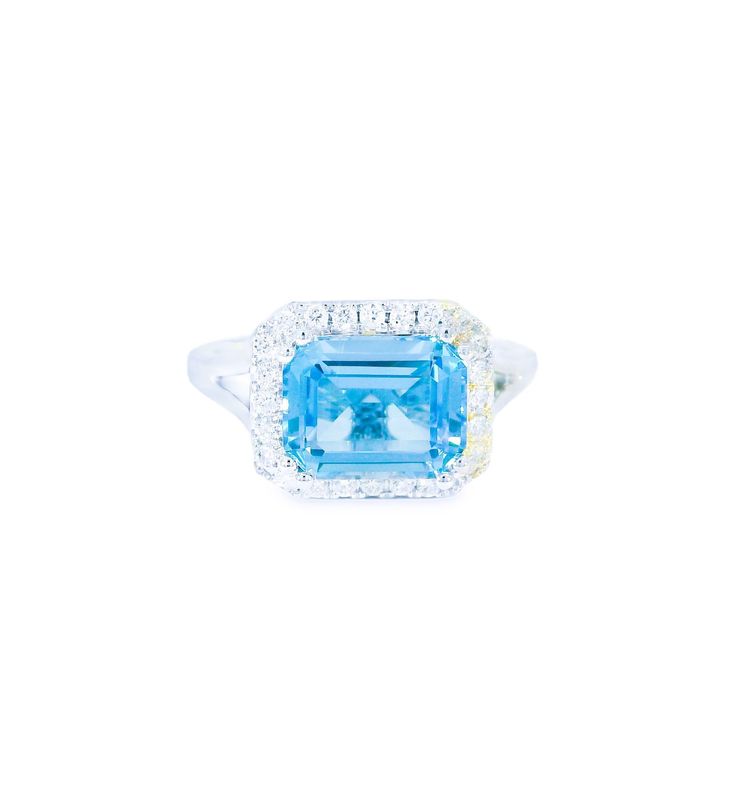 Blue Topaz & Diamond Ring COS200887