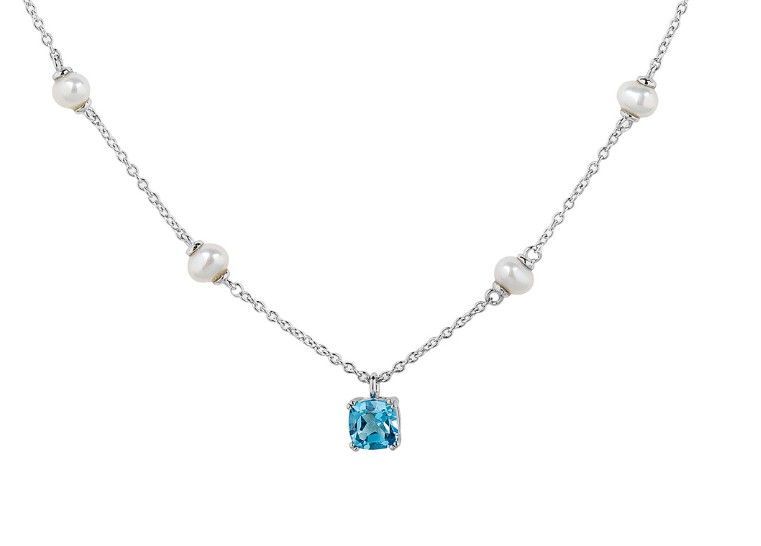 Sterling Pearl & Blue Topaz Necklace SR06356858