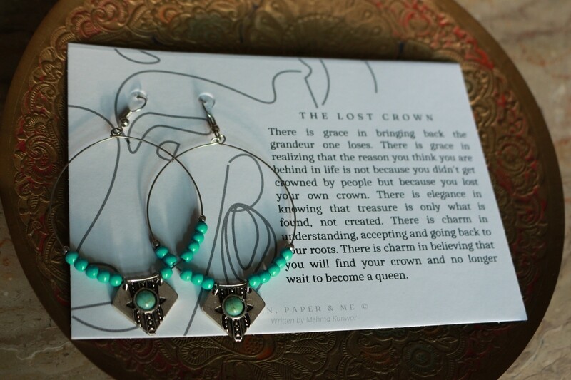 Blue Beaded Hoops