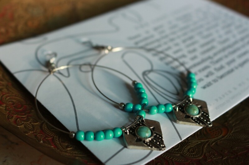 Blue Beaded Hoops