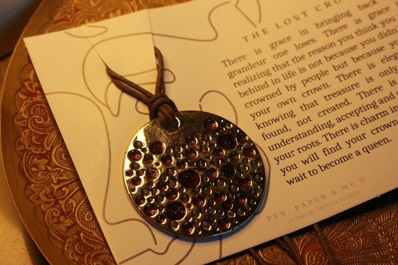 Silver Pendant with Champaign Detailing