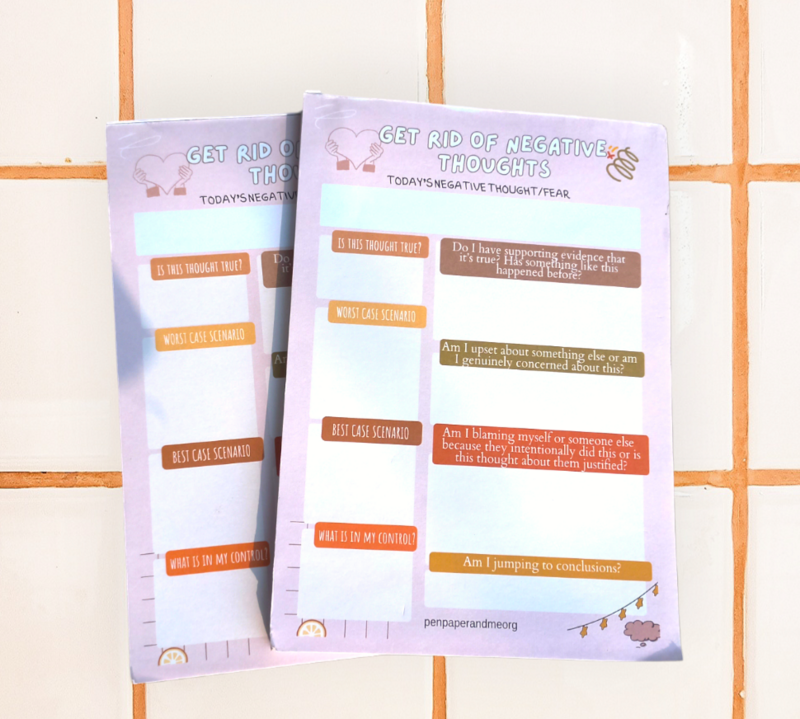 "Get Rid of Negative Thoughts" Notepad