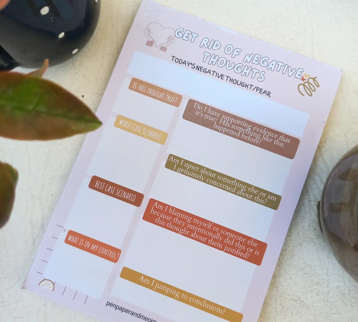 &quot;Get Rid of Negative Thoughts&quot; Notepad