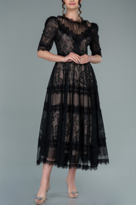 Black Lace Cocktail Dress, Vintage Style Midi Mother of the Bride or Wedding Guest Dresses, , Barbie Party Outfit, Short Wedding Dress, 4-12 US