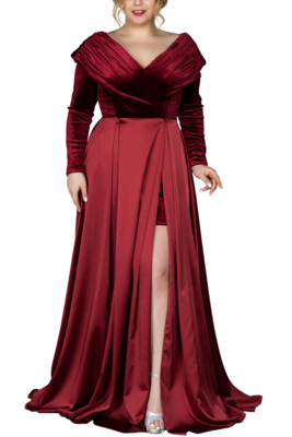 Plus Size Formal Gown, Black Velvet Evening Dress for Mother of the Bride &amp; Wedding Guest, Prom Dresses, 14-26 US