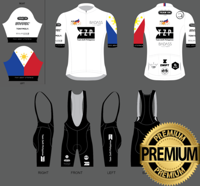 "Premium Quality" Official TZP (Men's) White Jersey + Black Bib