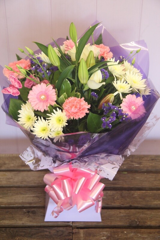 Pink Purple and White Handtied