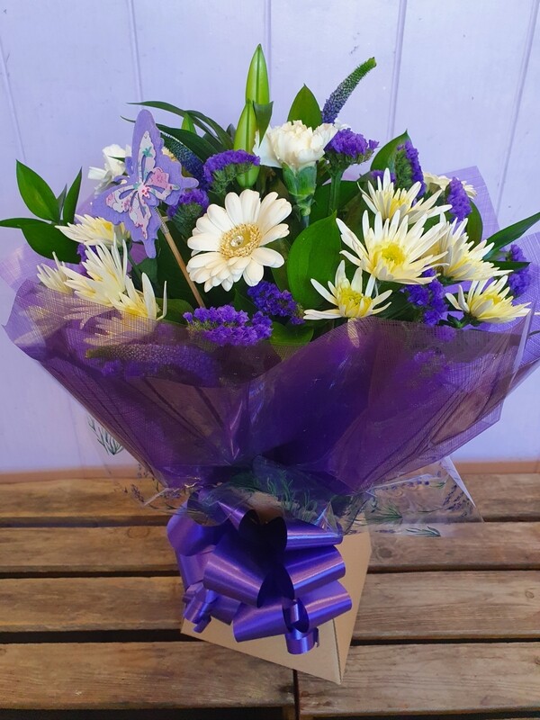 Purple and White Handtied