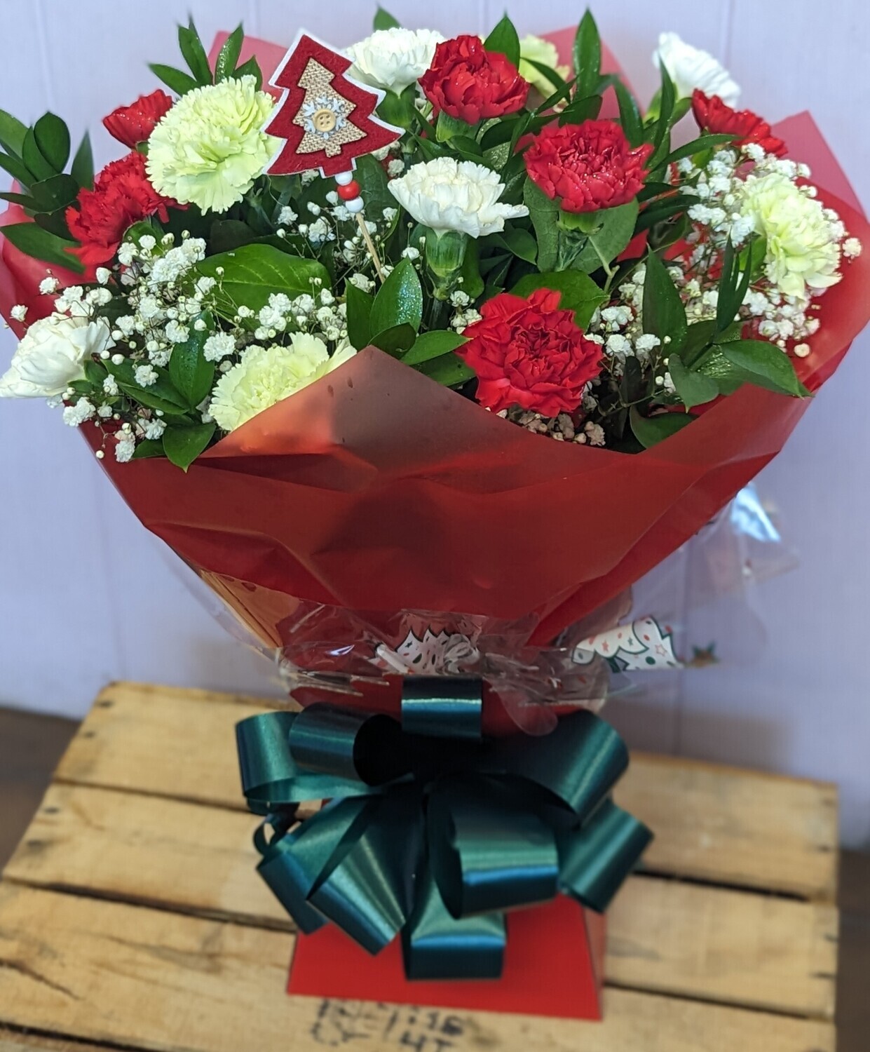 Candy Cane Carnation Handtied