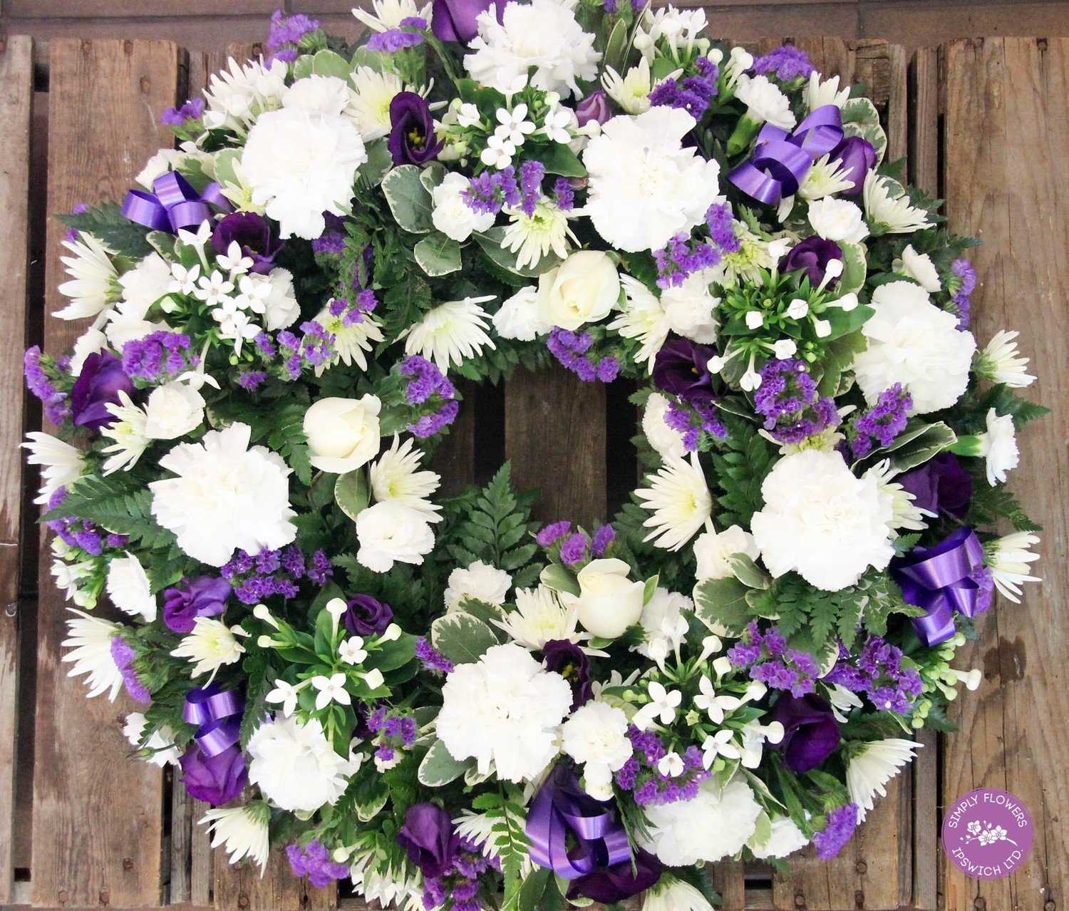 Purple and White Wreath