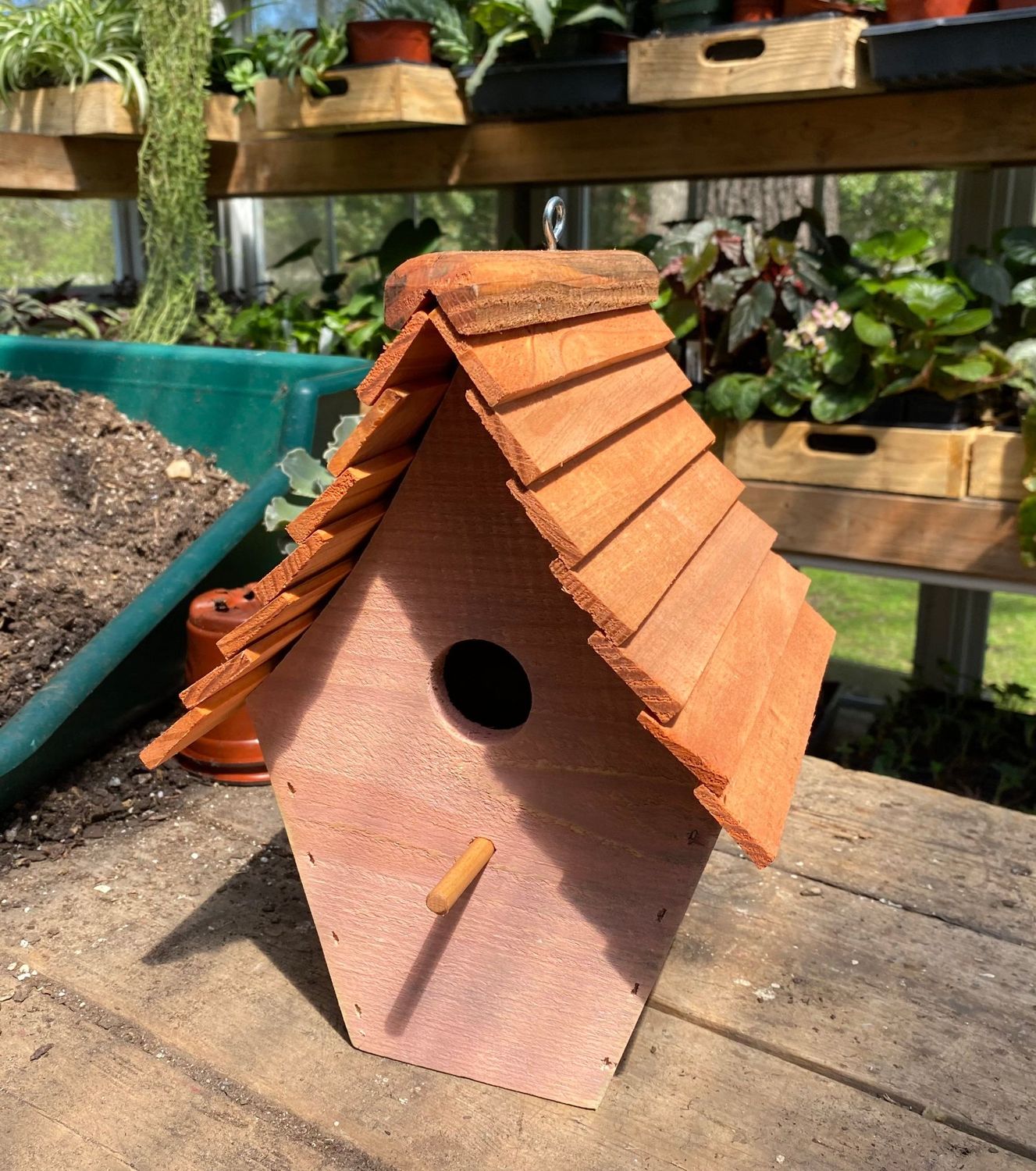 Barn Brown - Birdhouse Handmade For Outdoor Use -Milk Paint And Stained Roof