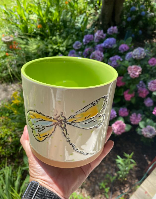 Garden Dragonfly with Green Inside 5&quot; Planter