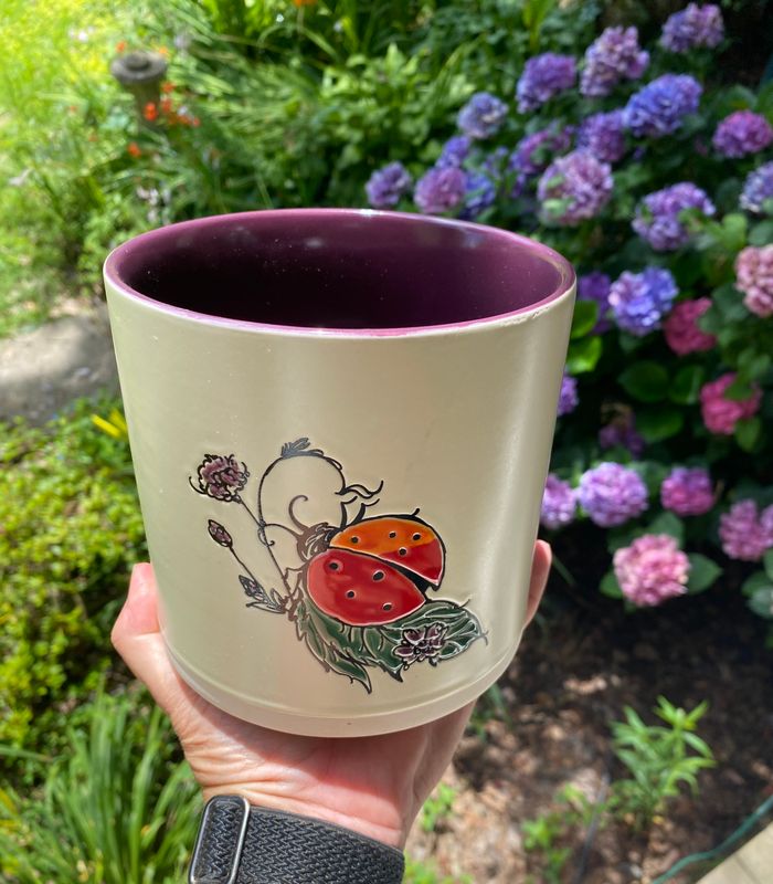 Garden Ladybug with Purple Inside 5&quot; Planter