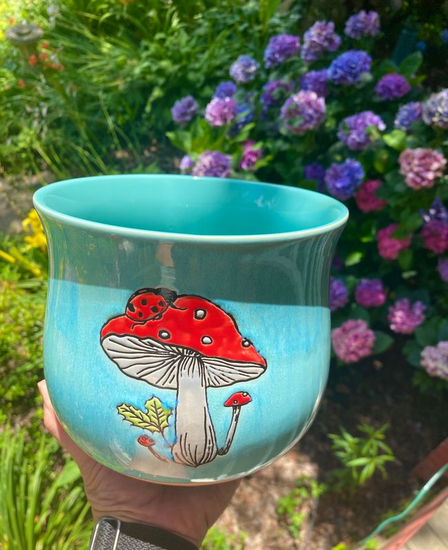 Blue Forest Mushroom 6.5&quot; Planter