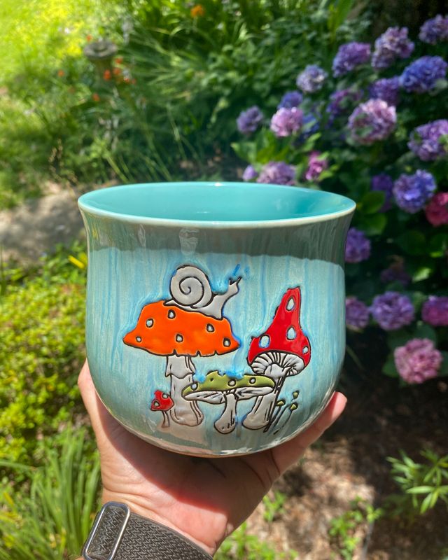 Blue Forest Mushroom 5&quot; Planter