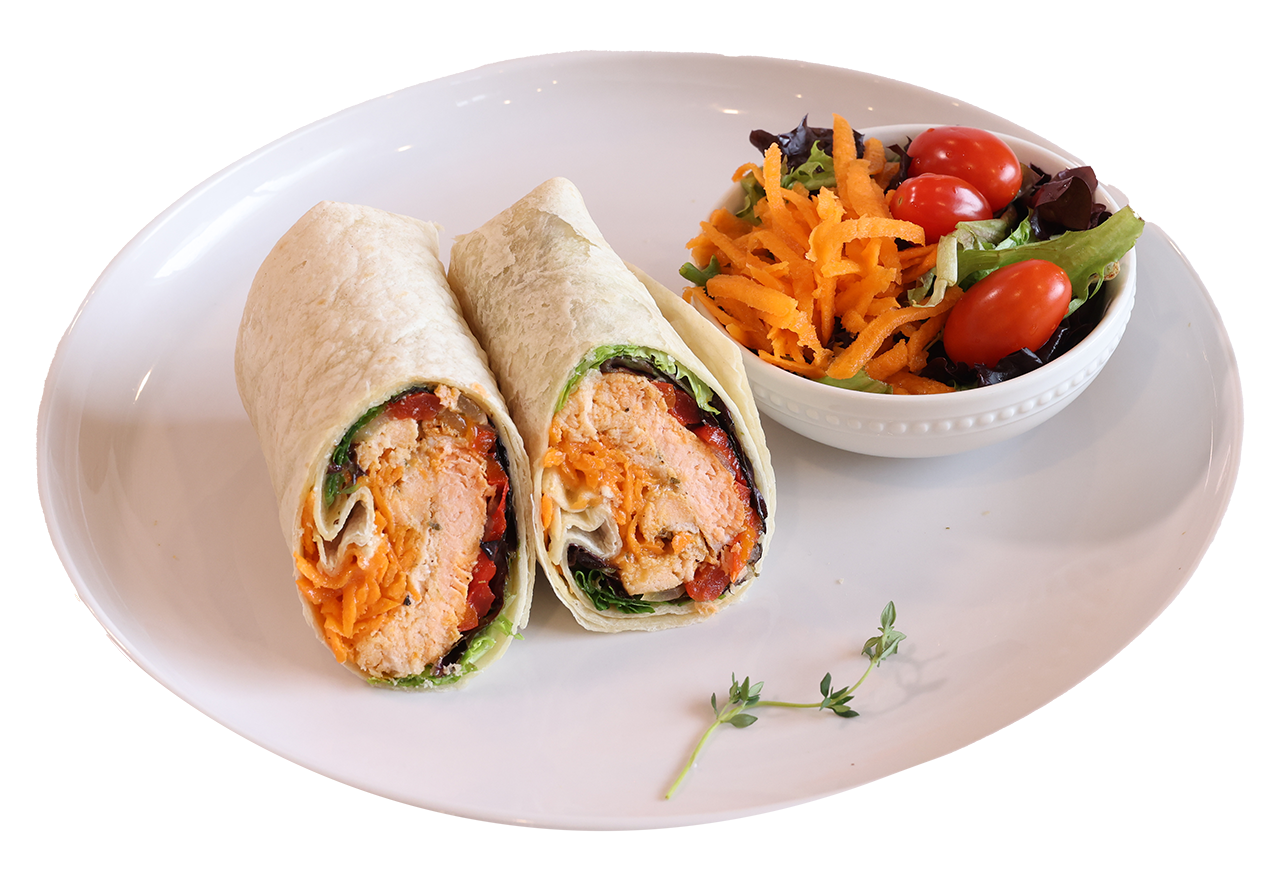 Roasted Salmon Wrap w/ Side  Mixed Green Salad