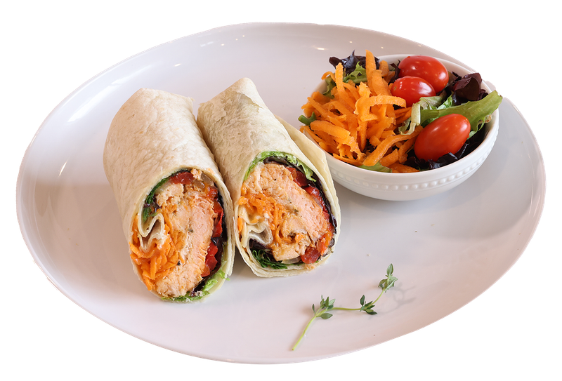 Roasted Salmon Wrap w/ Side  Mixed Green Salad