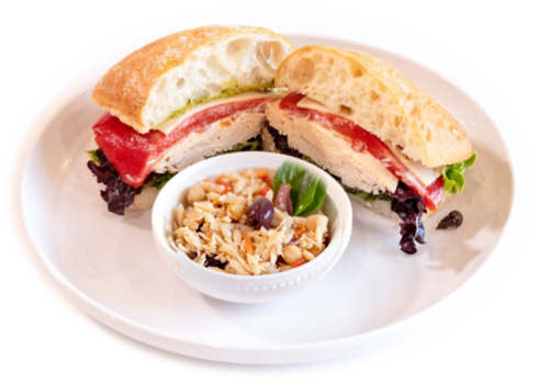 Chicken Breast & Provolone Sandwich Combo- Side Orzo Pasta Salad