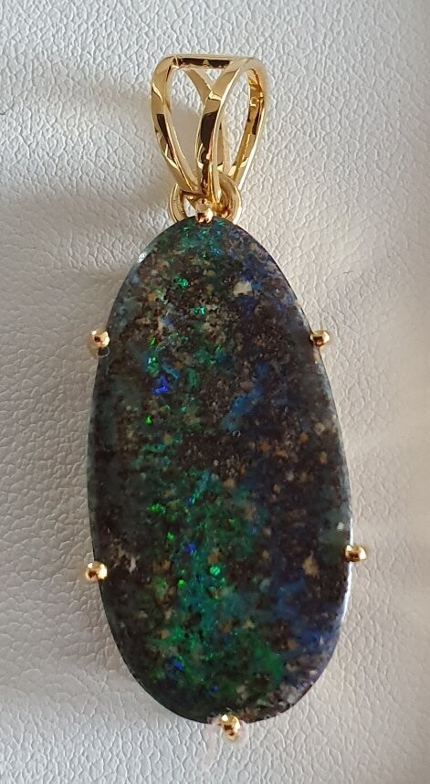 P6 Andamooka Opal Matrix Pendant in 9ct Gold Setting