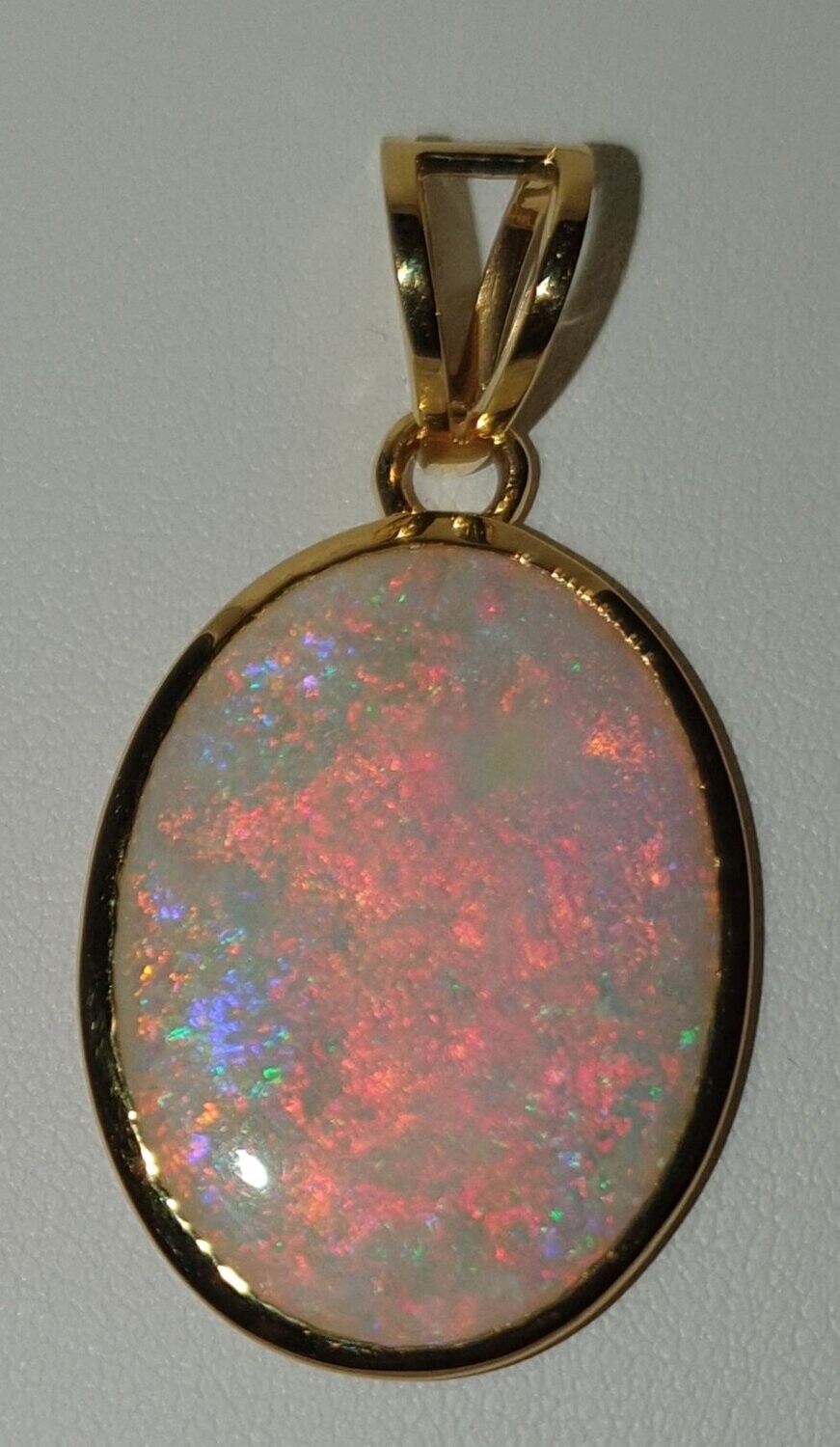 P2  Large Solid White Opal Pendant in 9ct Frame