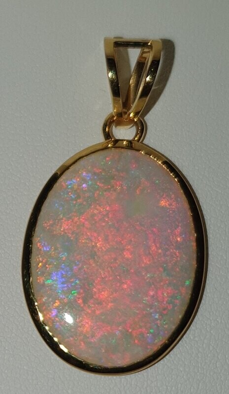 P2  Large Solid White Opal Pendant in 9ct Frame