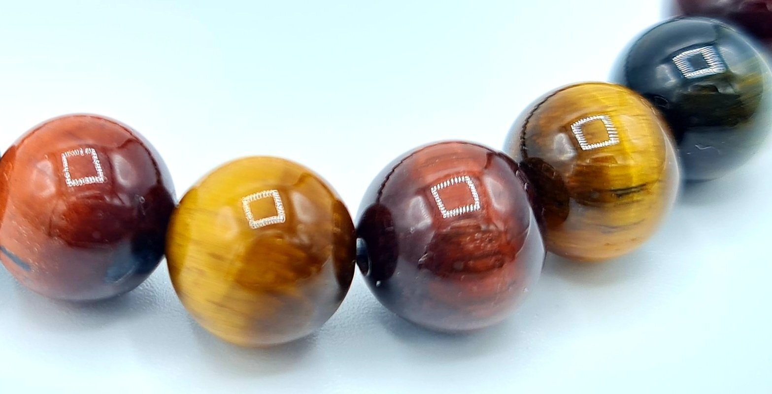 BRACELET 3 OEILS TIGRE FAUCON TAUREAU réalisé main à votre taille perles naturelles 8 mm qualité supérieure