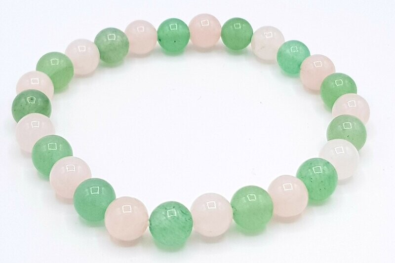 BRACELET quartz rose et Aventurine réalisé main à votre taille perles naturelles 8 mm qualité supérieure