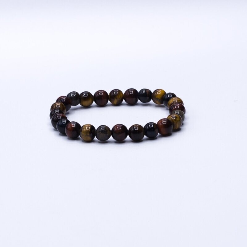 BRACELET PIERRES NATURELLES OEIL DE TIGRE PERLES 8 MM (à votre taille)