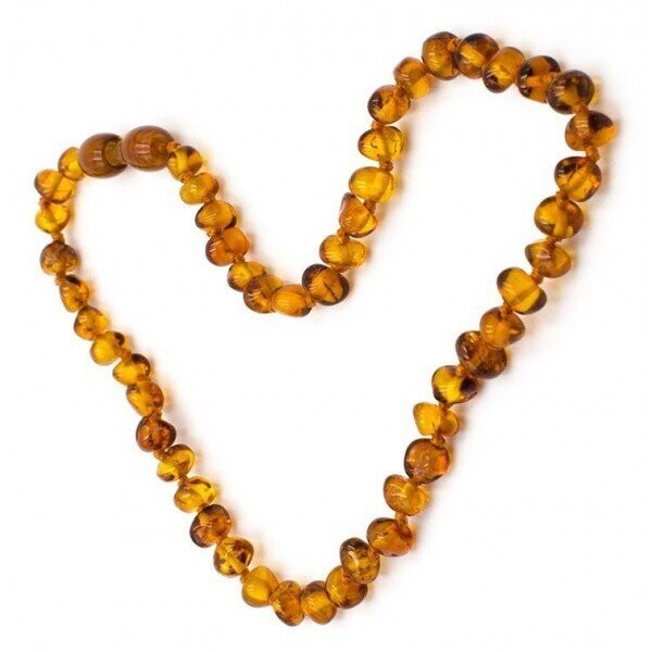 COLLIER BEBE SECURITE AMBRE DE LA BALTIQUE PERLES COGNAC 31/32 CM