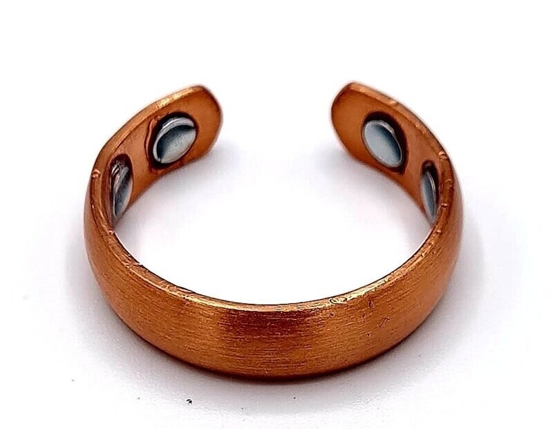 BAGUE MAGNETIQUE CUIVRE LISSE PLUS  4 AIMANTS A BAGUE REGLABLE OUVERTE