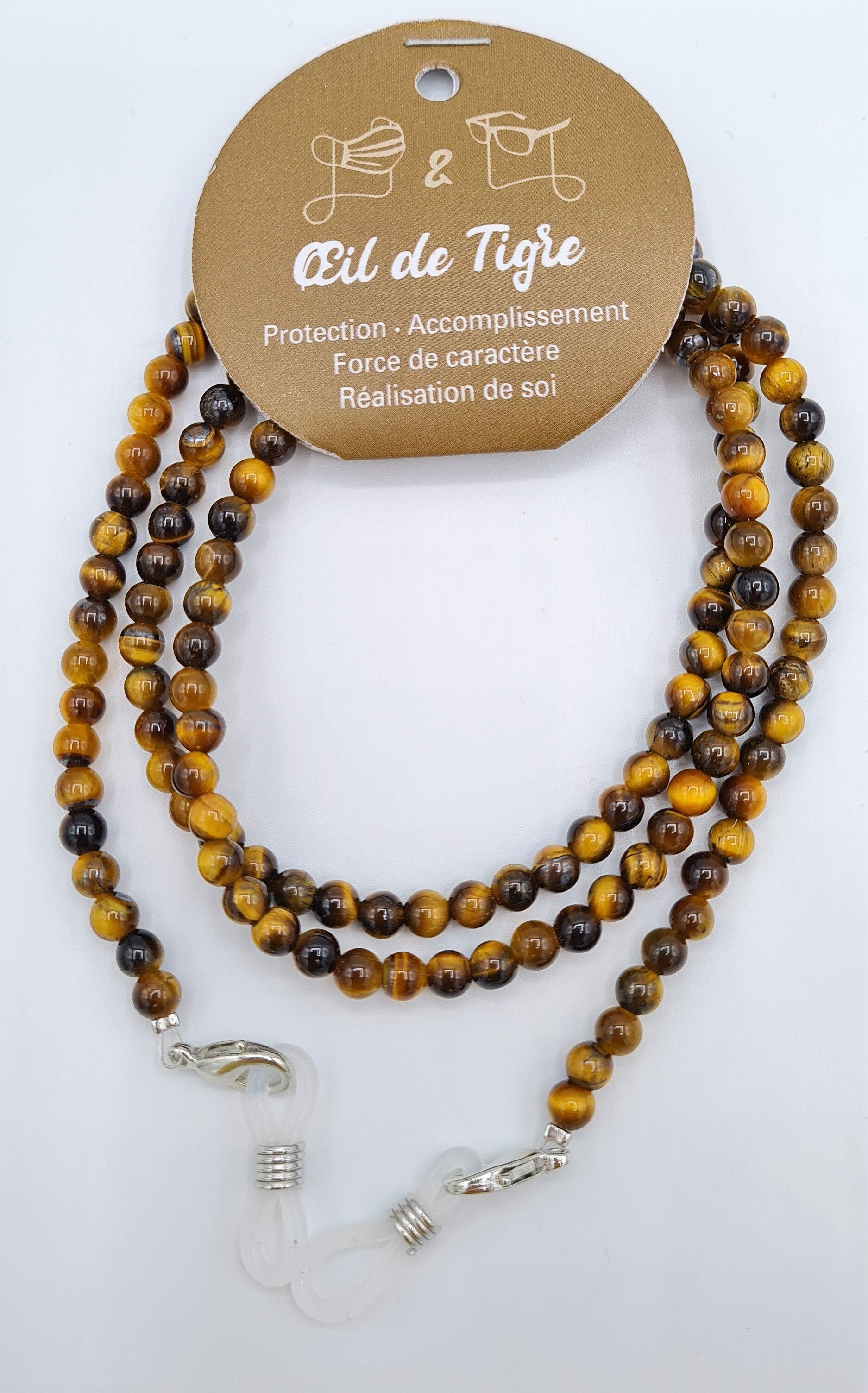 CORDON POUR MAINTENIR MASQUE ET LUNETTES OEIL DE TIGRE