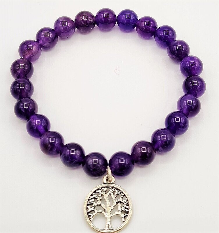 BRACELET AMETHYSTE AVEC ARBRE DE VIE