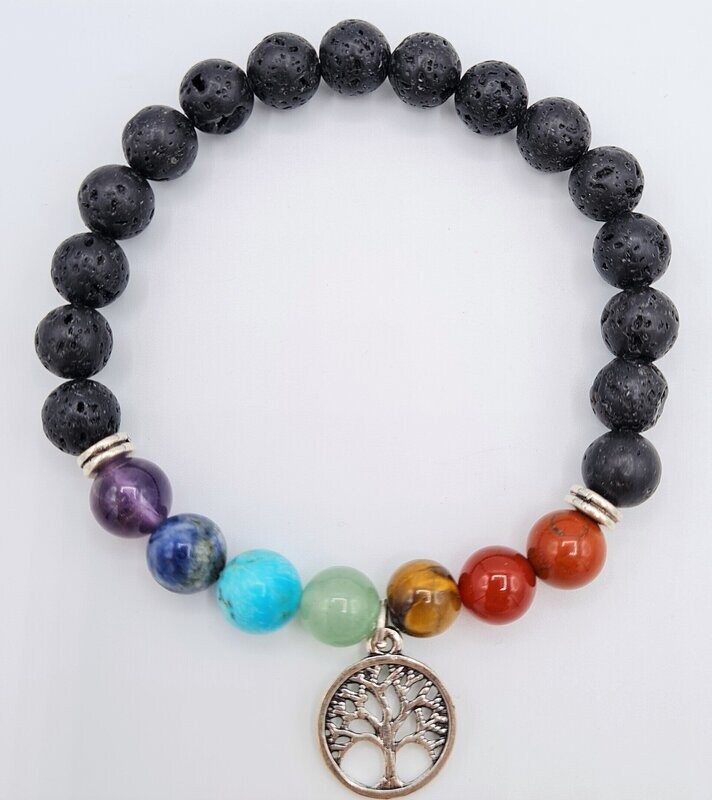 BRACELET 7 CHAKRAS AVEC ARBRE DE VIE