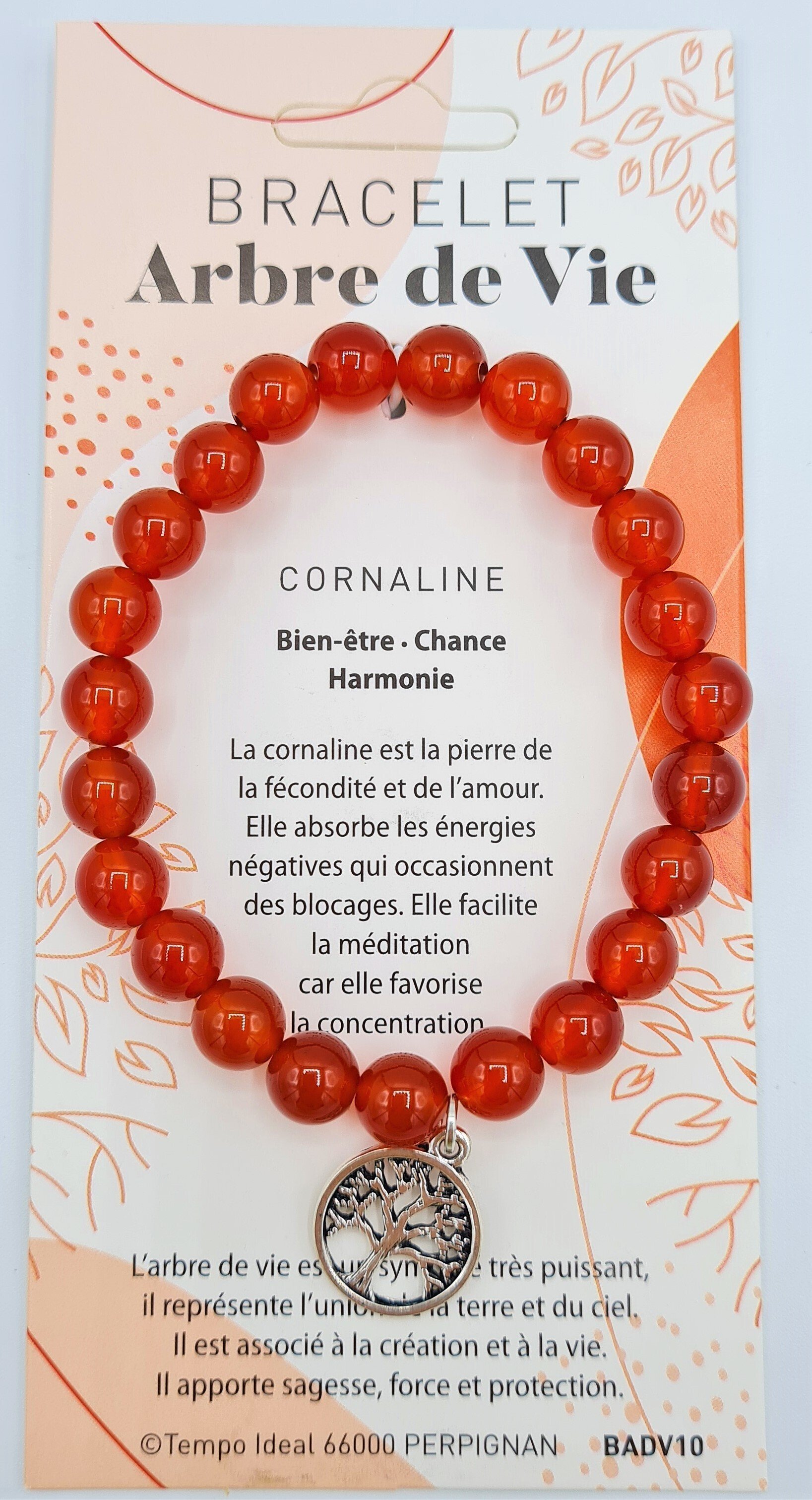 BRACELET CORNALINE AVEC ARBRE DE VIE