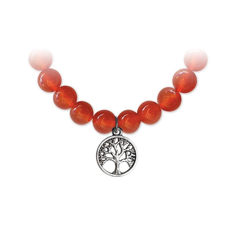 BRACELET CORNALINE AVEC ARBRE DE VIE
