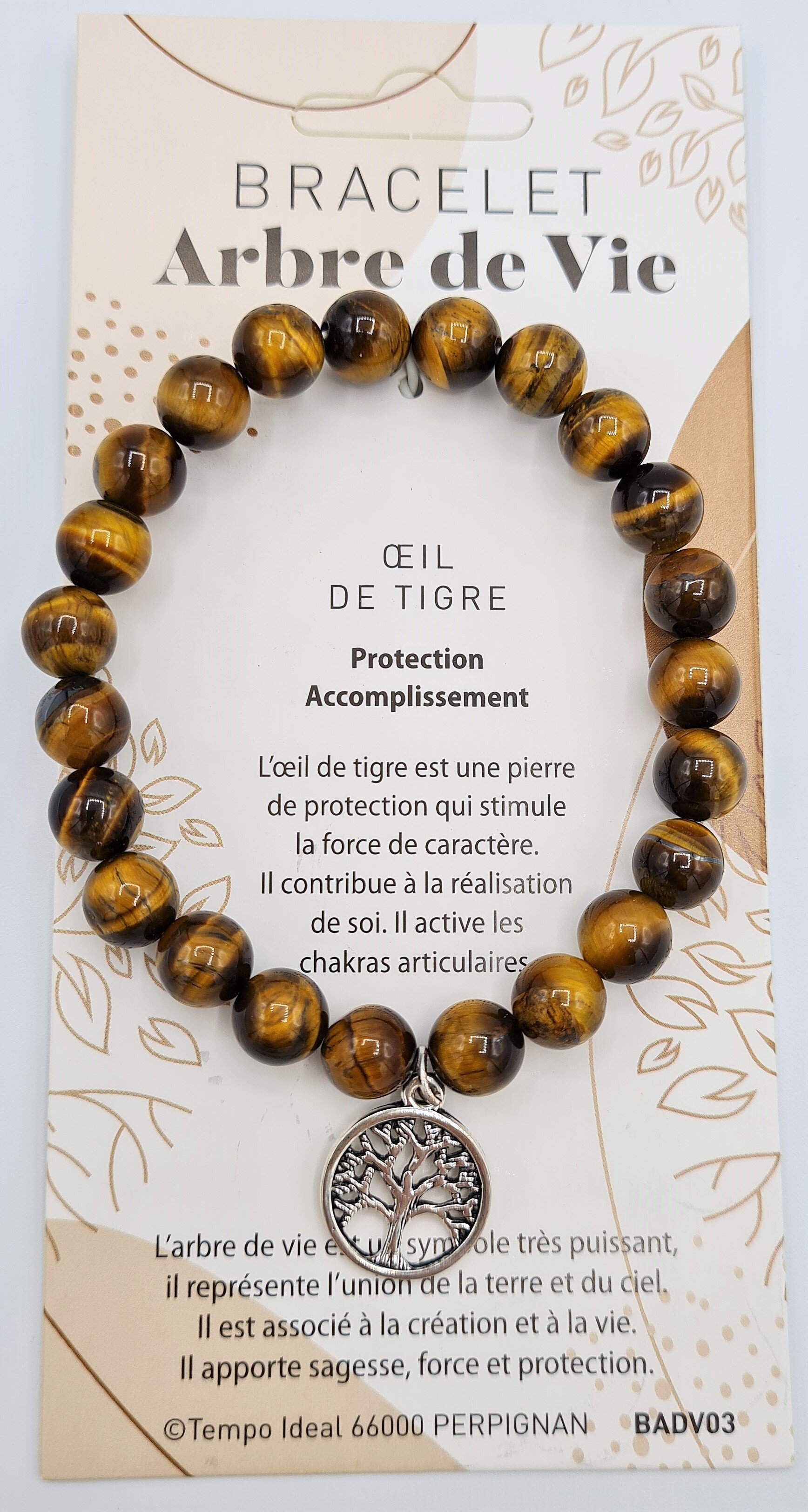 BRACELET OEIL DE TIGRE AVEC ARBRE DE VIE