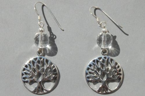 Boucles d'oreilles ARBRE DE VIE ARGENT ET PERLES NATURELLES CRISTAL DE ROCHE C'est une pierre de pure énergie