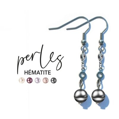 Boucle HEMATITE PIERRE DE LA CIRCULATION SANGUNE Sobriété et élégance pour ces boucles d'oreille hématites d'oreilles magnétiques perles hematite 8 mm