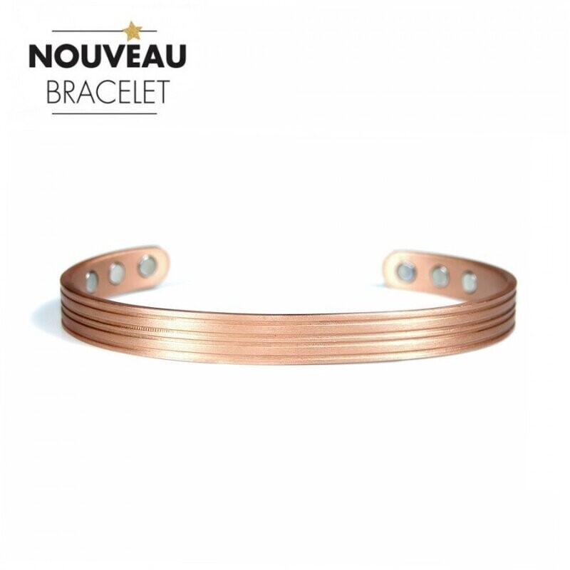 BRACELET CUIVRE MAGNETIQUE "MAAT" BROSSE "AURIS  CUIVRE PUR 
ET 6  PUISSANTS AIMANTS  d'acupuncture