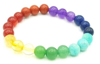 Bracelet 7 chackras perles de 6 mm Enfant Junior et Adultes