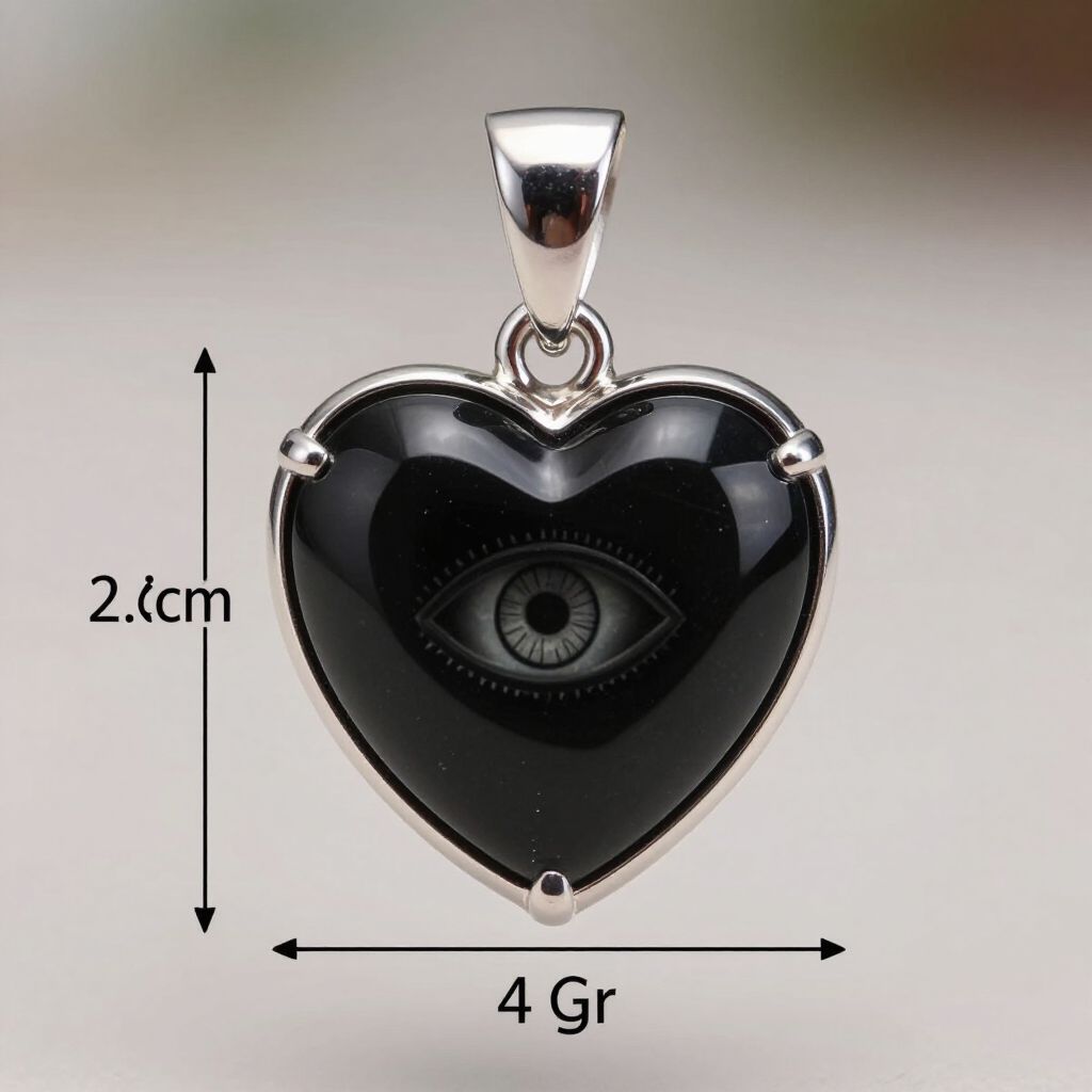 bijou coeur en obsidienne oeil céleste serti argent