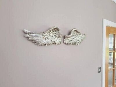 Vintage Shabby Chic Silver Angel Wings, Wall Sculptures Ornament, Unique Christmas Decoration