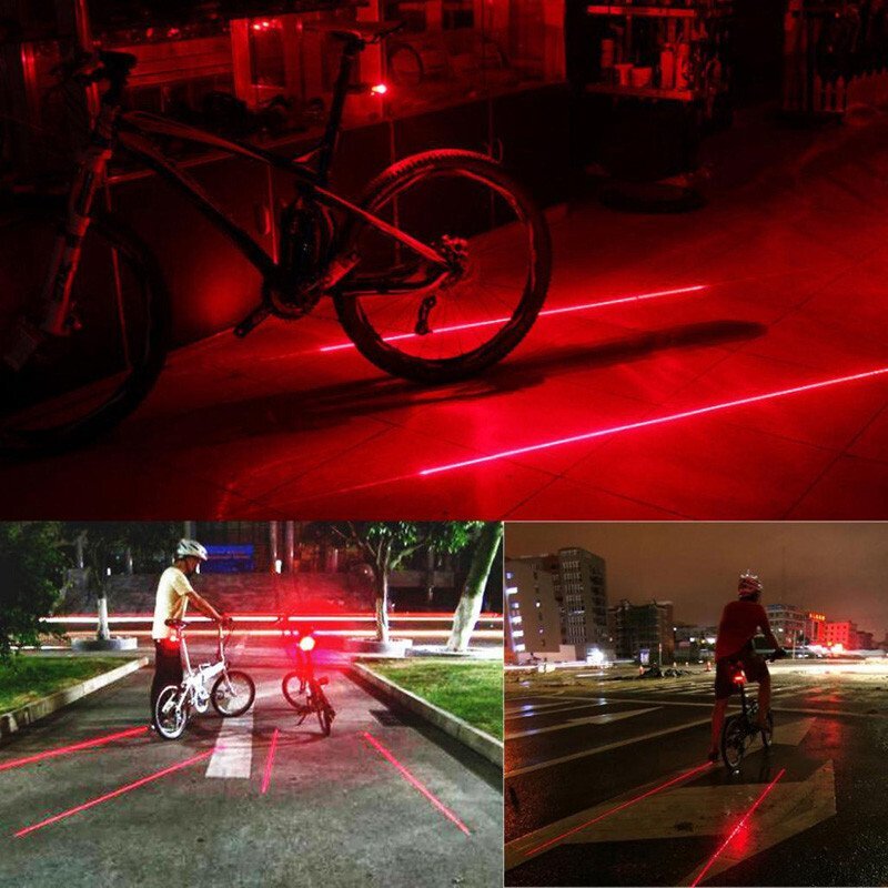 Innovative LED Fahrrad Rückleuchte mit Laserspur und 3 Leuchtmodi