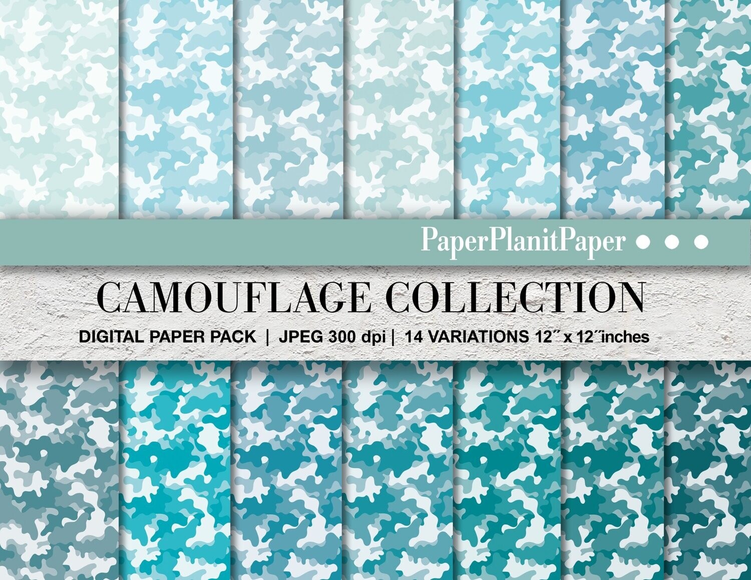 Turquoise Camouflage Paper