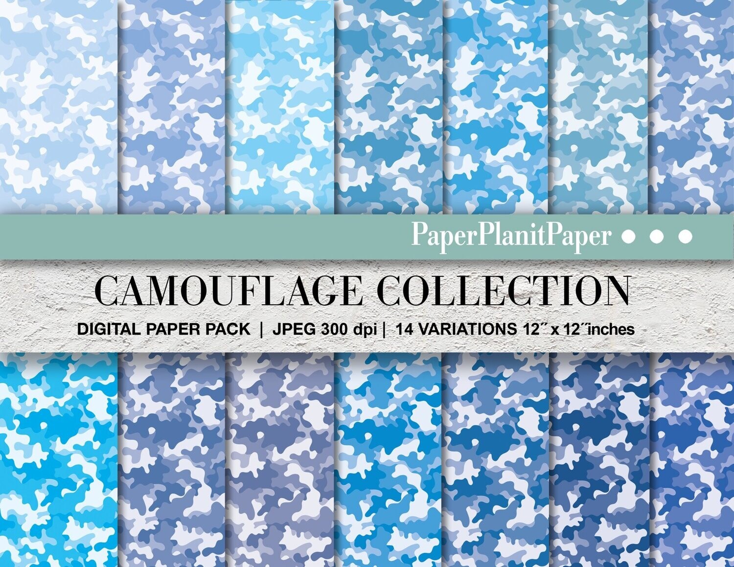 Blue Camouflage Papers